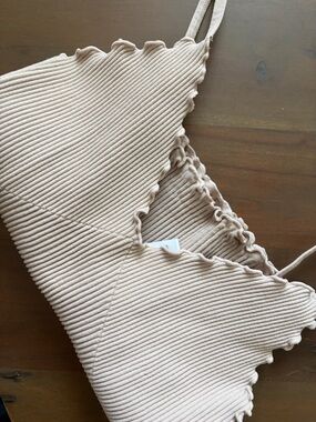 Altar’d State Ribbed Scallop Trim Cami Tank Top - Dusty Pink